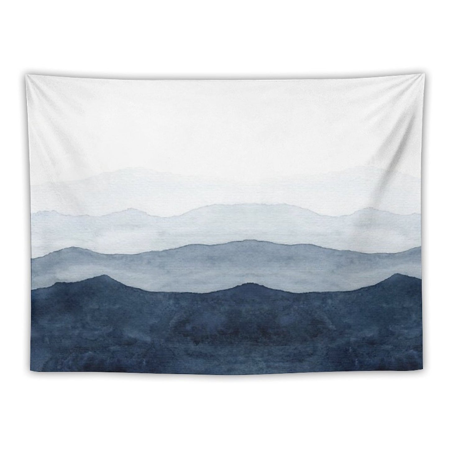 Mountains Ombre Indigo Abstract Watercolor Tapestry
