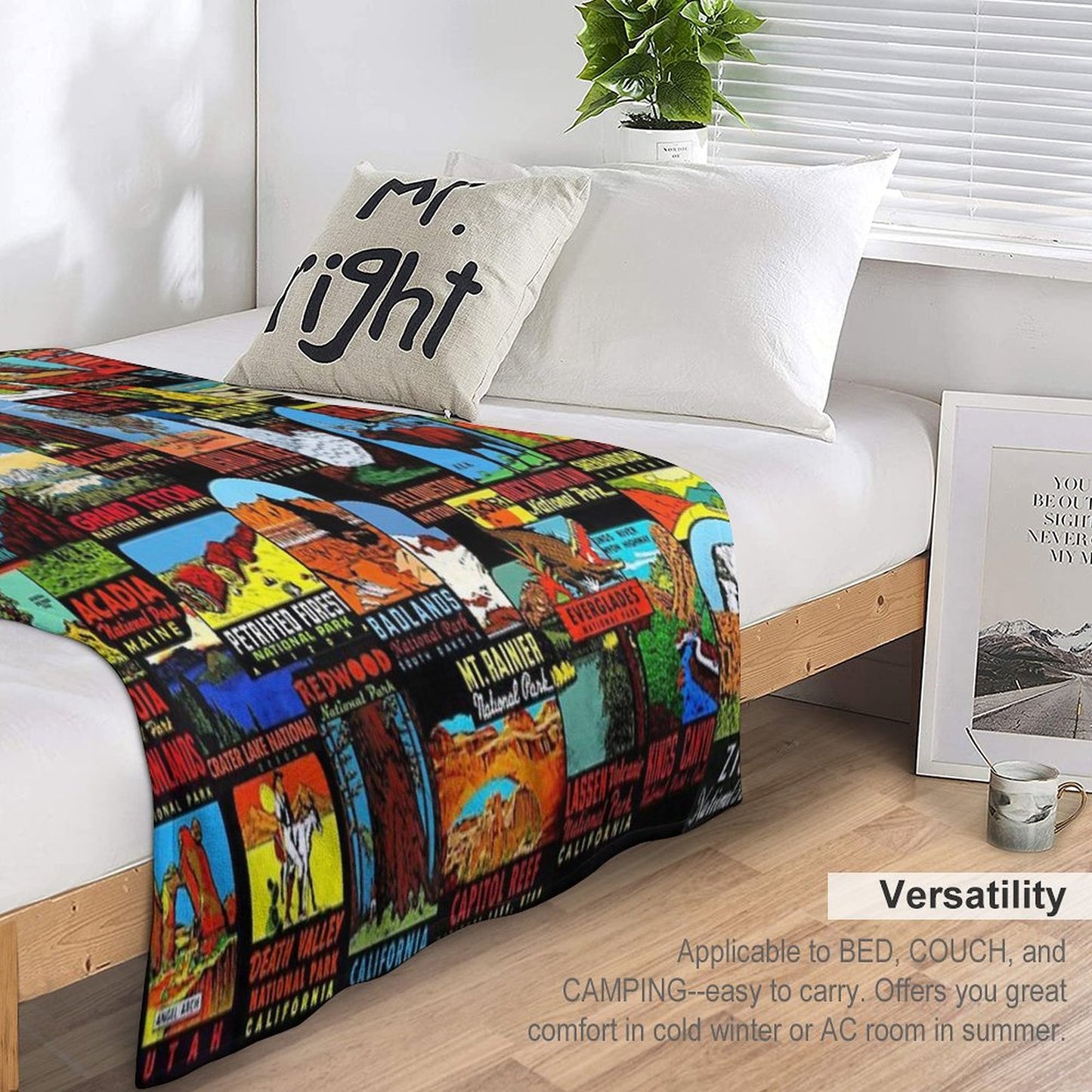 American National Parks Vintage Travel Decal Bomb Throw Blanket