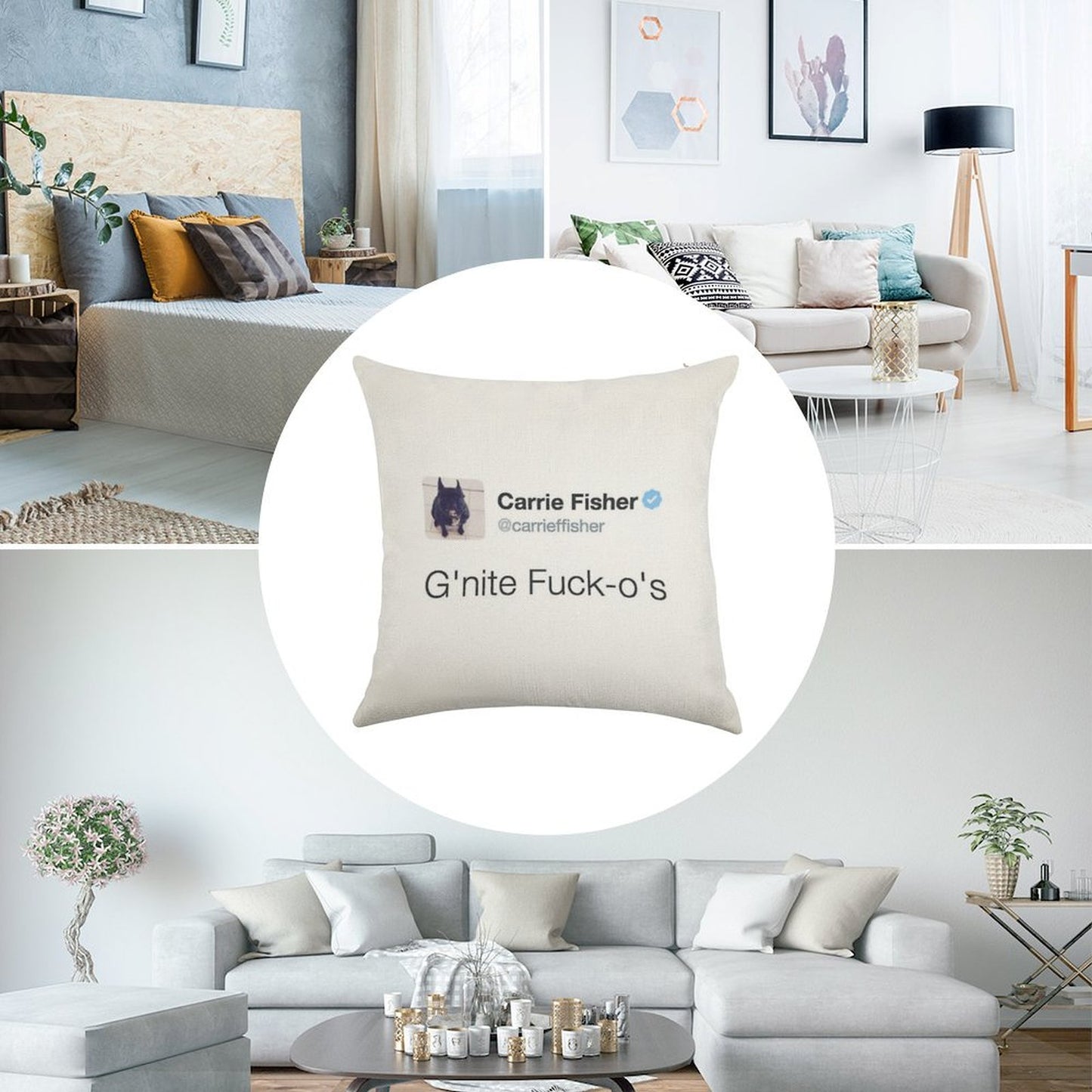 Carrie Fisher Tweets Linen Throw Pillow Cover