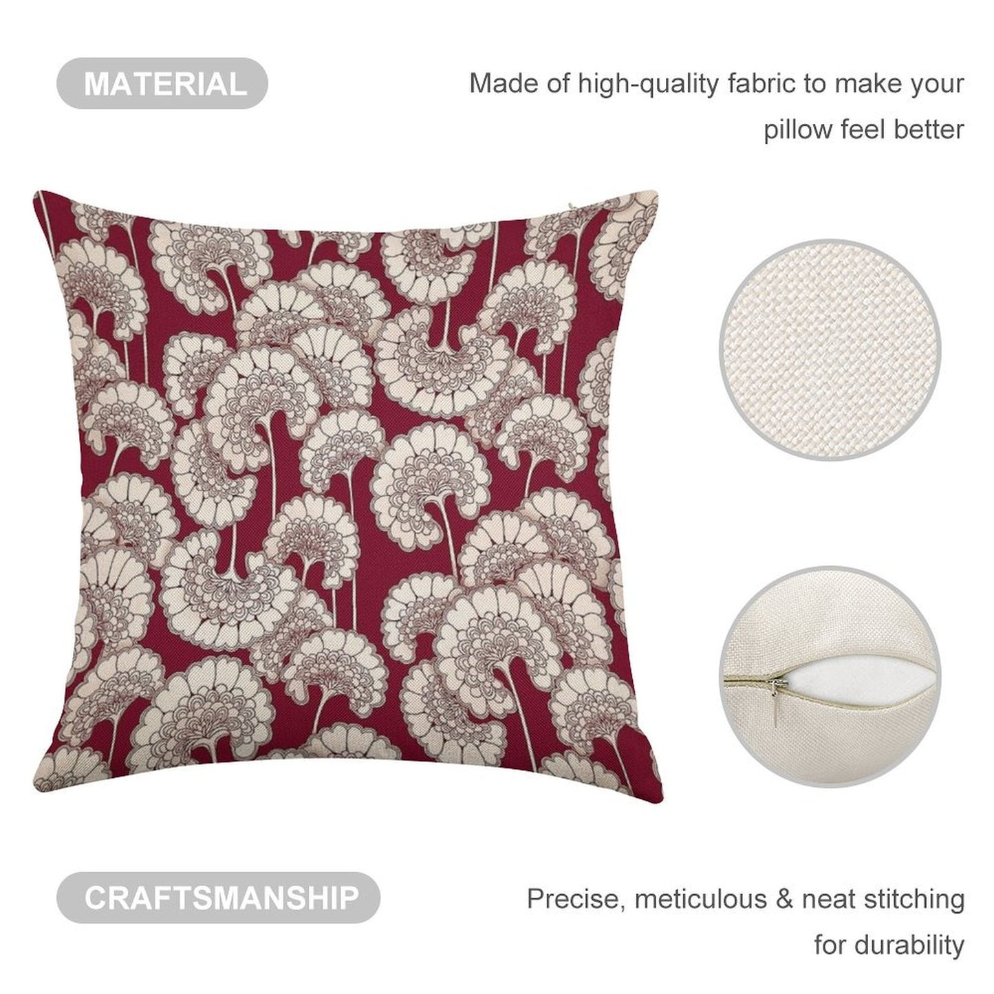 Florence Broadhurst Inspired Design - Red Linen Throw Pillow Cover