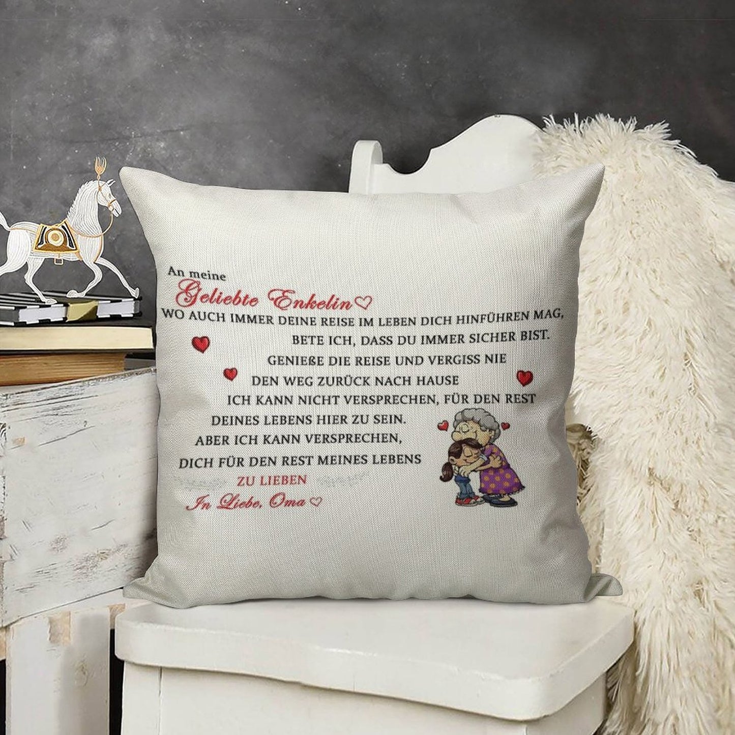 Gift for The Beloved Granddaughter Linen Throw Pillow Cover