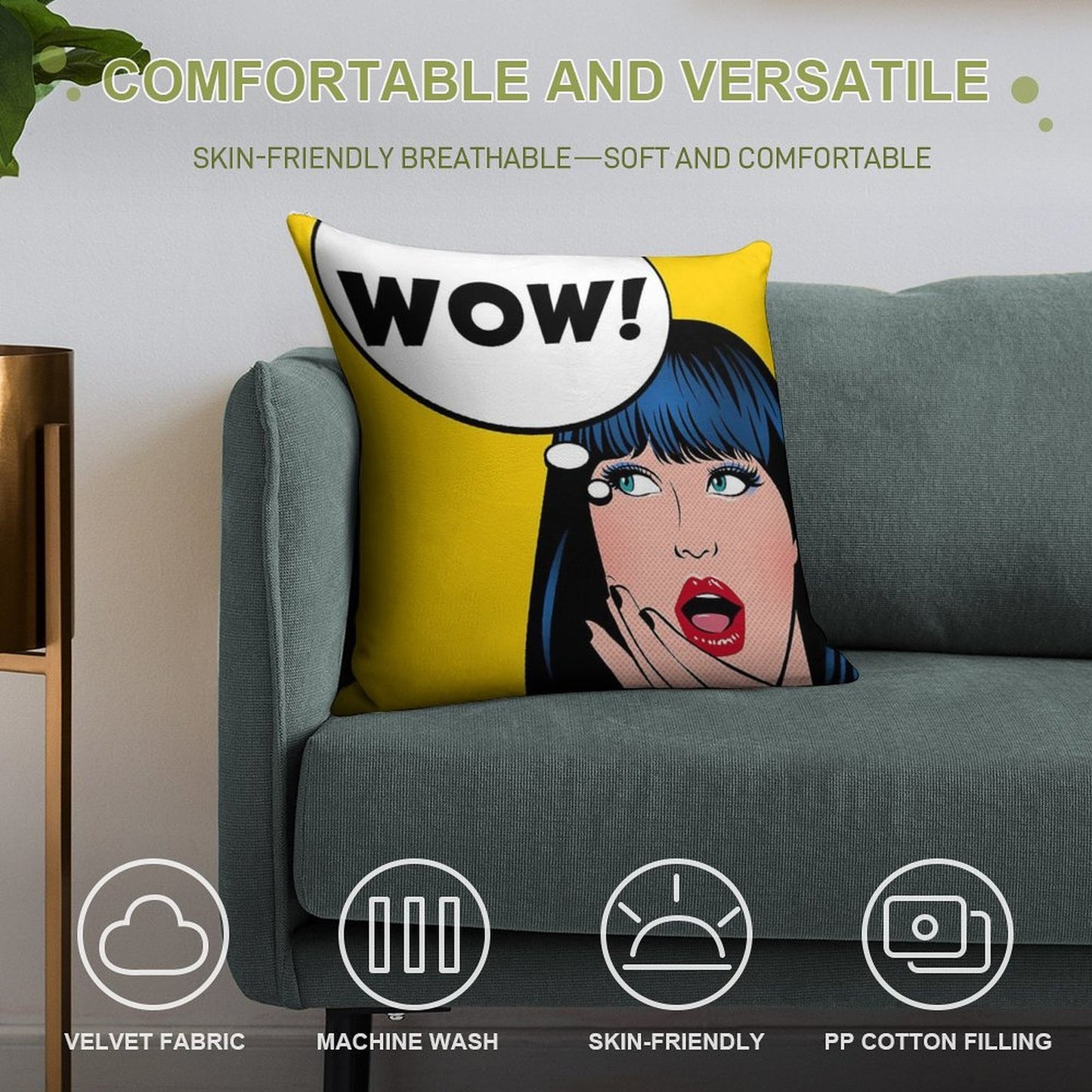 Pop Art - Wow Apron Backpack Etc Soft Gift Ready Throw Pillow