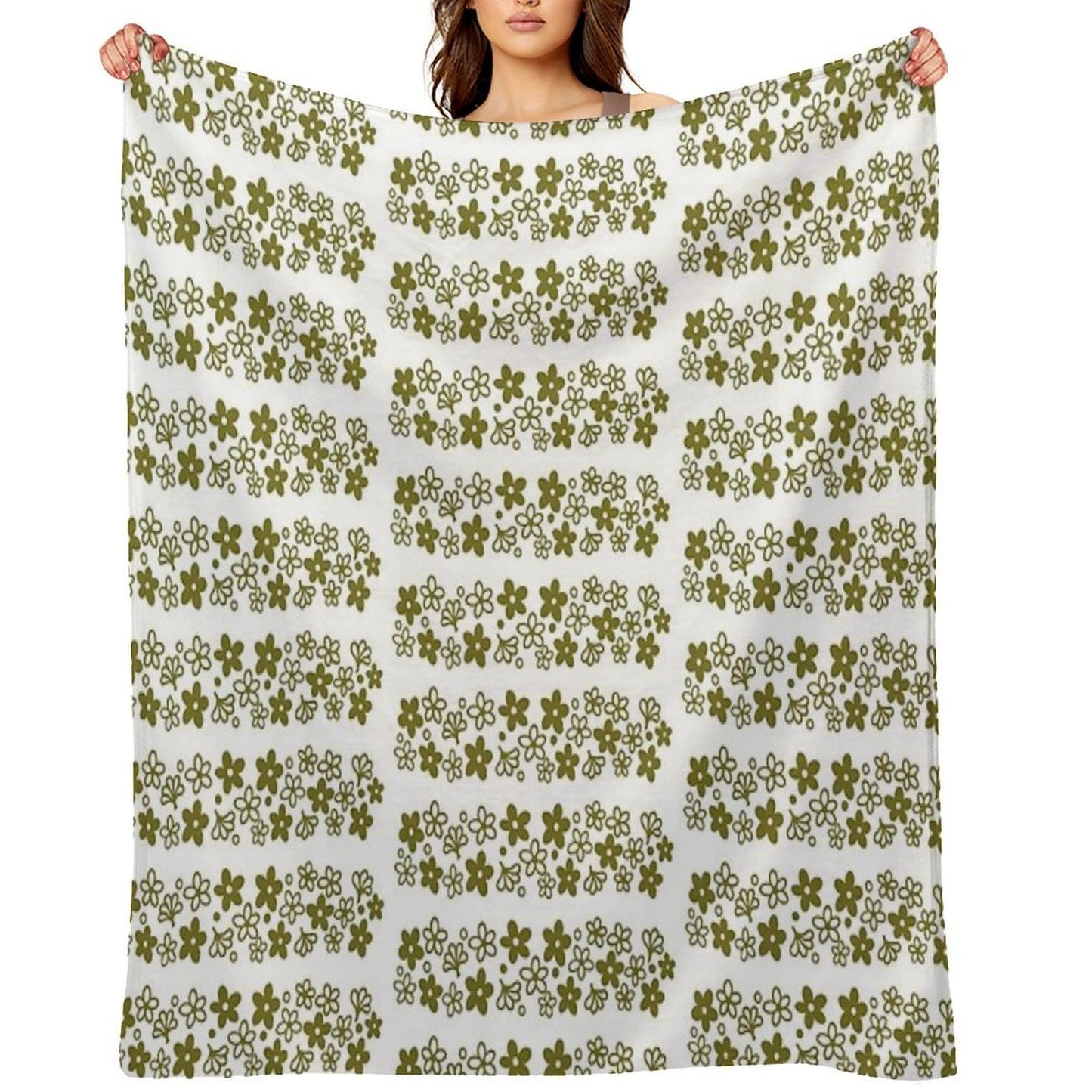 Vintage Pyrex Spring Blossom Design Green Throw Blanket