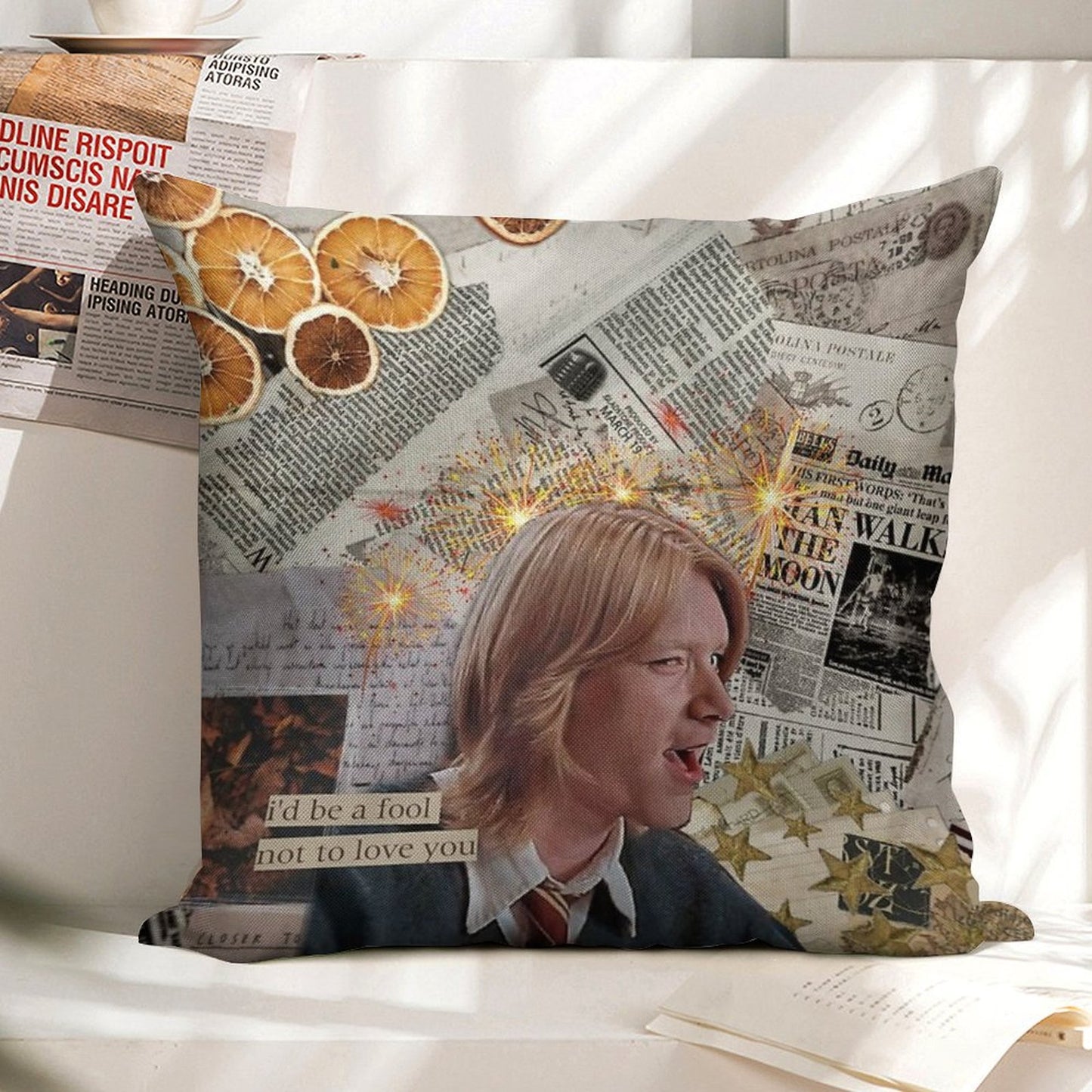 The Boy Who Was Laughing Until The Very End  Fred Weasley Linen Throw Pillow Cover