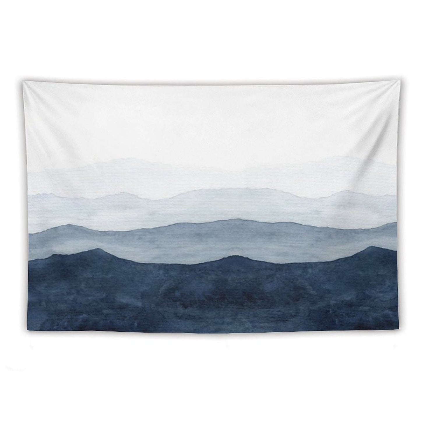 Mountains Ombre Indigo Abstract Watercolor Tapestry