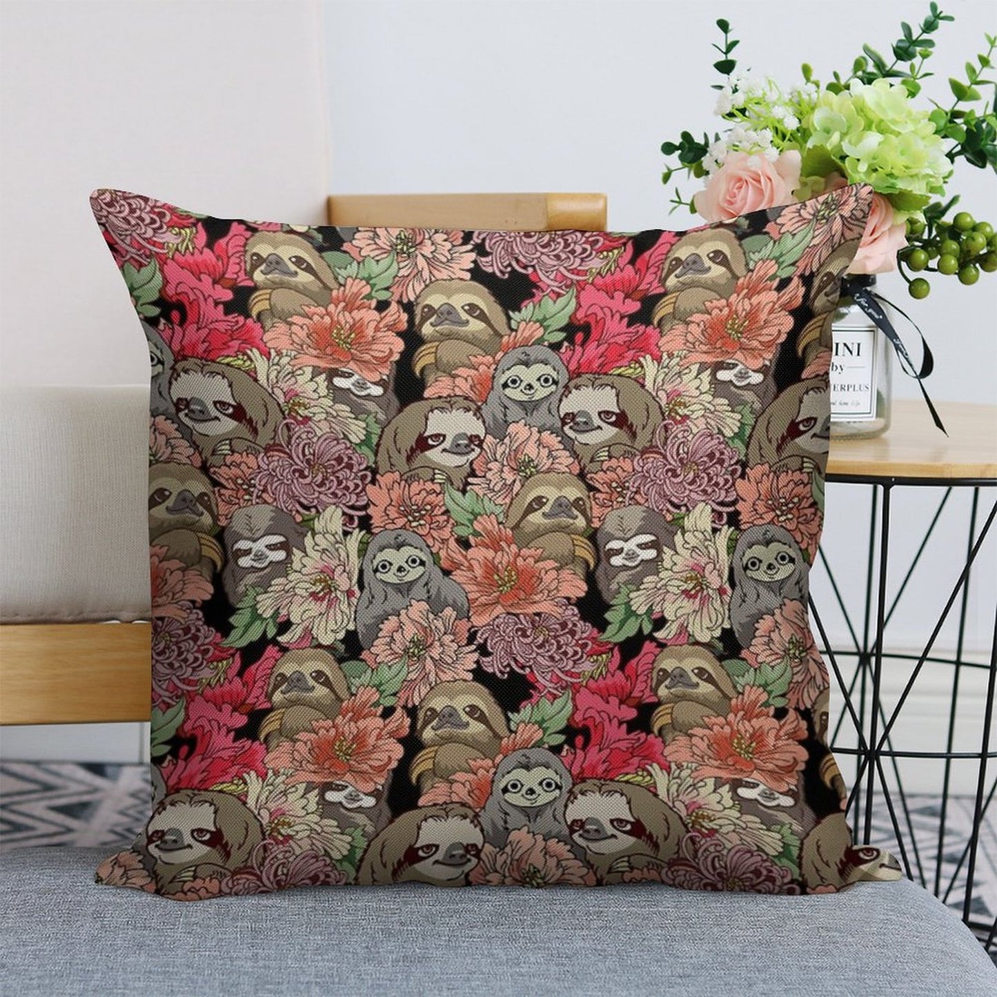 Because Sloths Linen Throw Pillow Cover