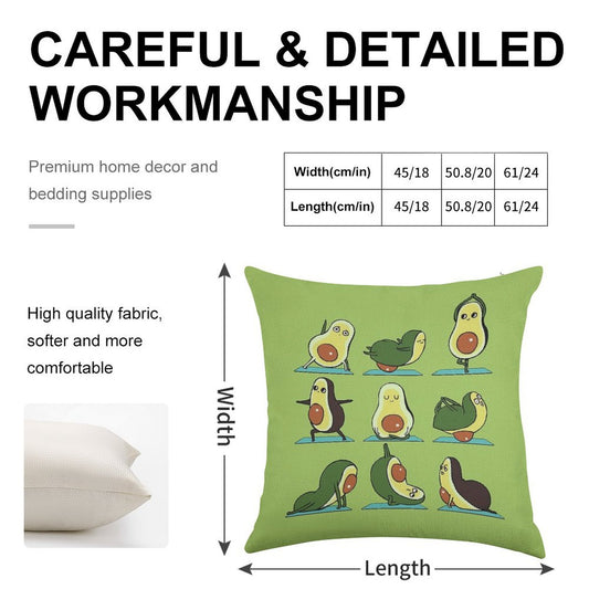 Avocado Yoga Linen Throw Pillow Cover