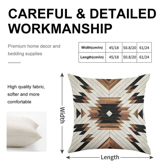 Urban Tribal Pattern No.5 - Aztec - Concrete And Wood Linen Throw Pillow Cover