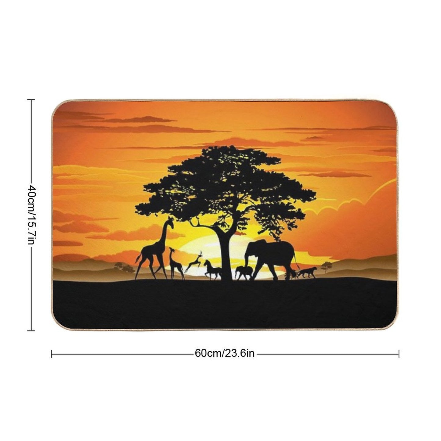 Wild Animals on African Savanna Sunset Bath Mat