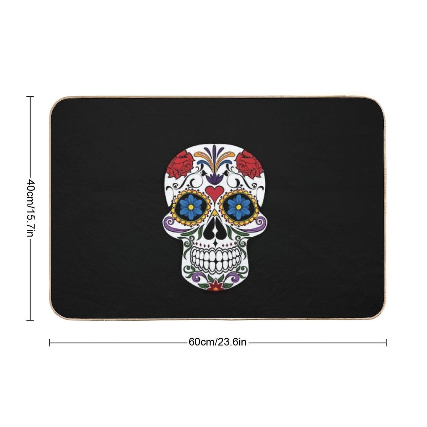Halloween Skull Floral Rose Bath Mat