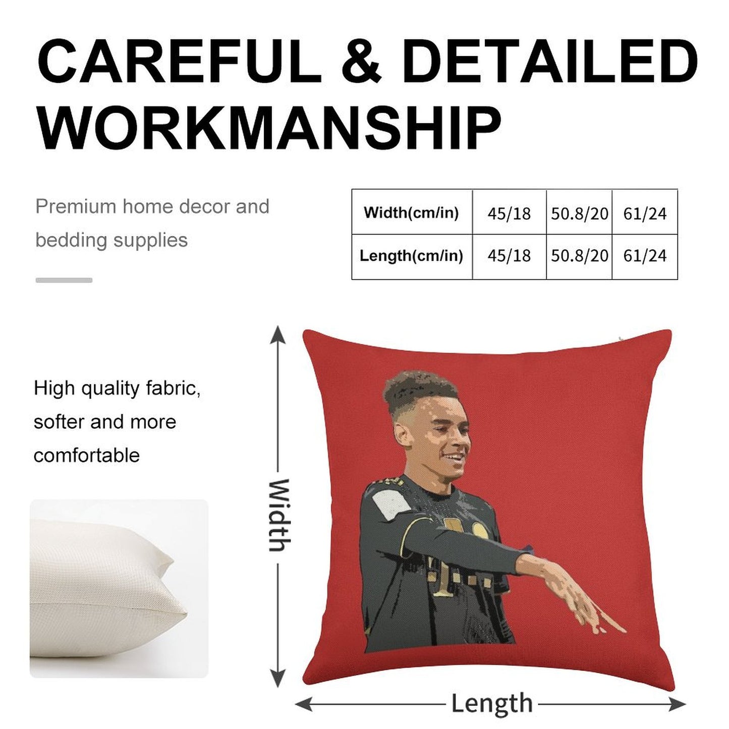 Jamal Musiala Linen Throw Pillow Cover