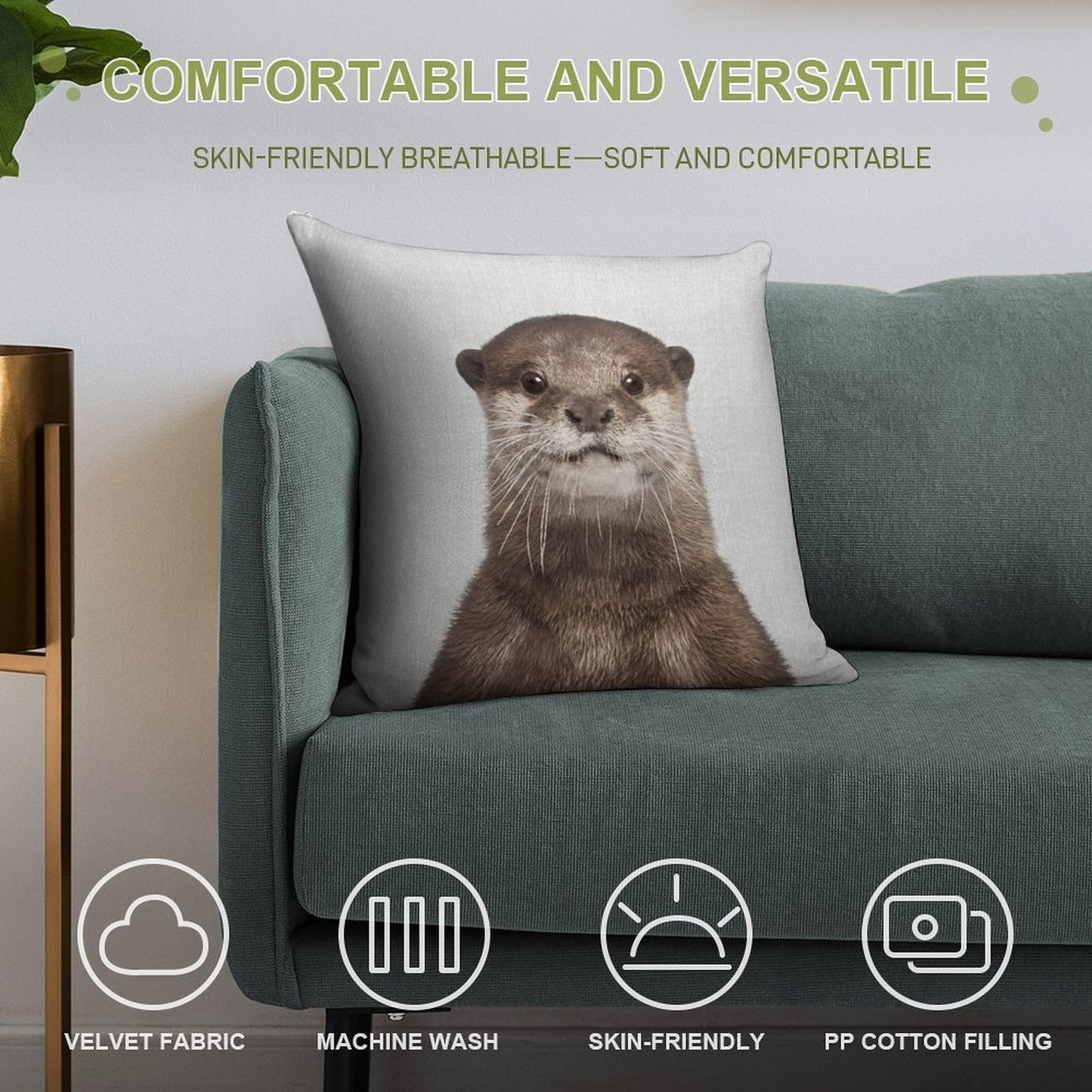 Otter - Colorful Soft Shrink-Resistant Throw Pillow