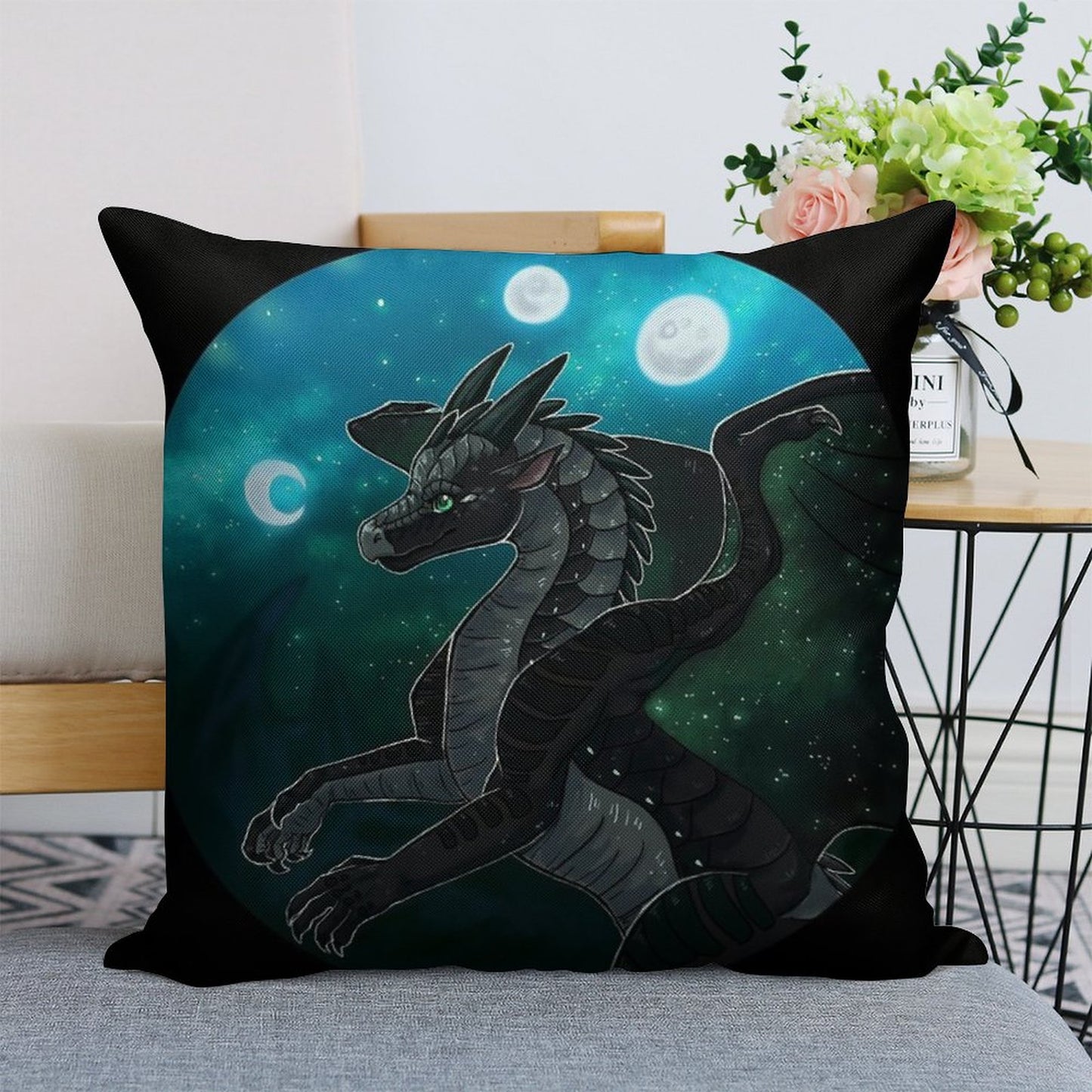 Wings of Fire - Moonwatcher Linen Throw Pillow Cover