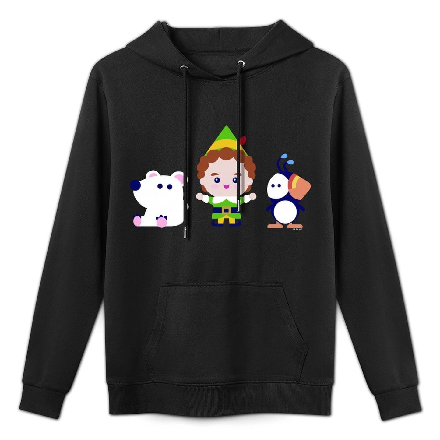 Elf Christmas Polar Bear Buddy And Artic Puffin Best Friends Cotton-Polyester Blend Hoodie