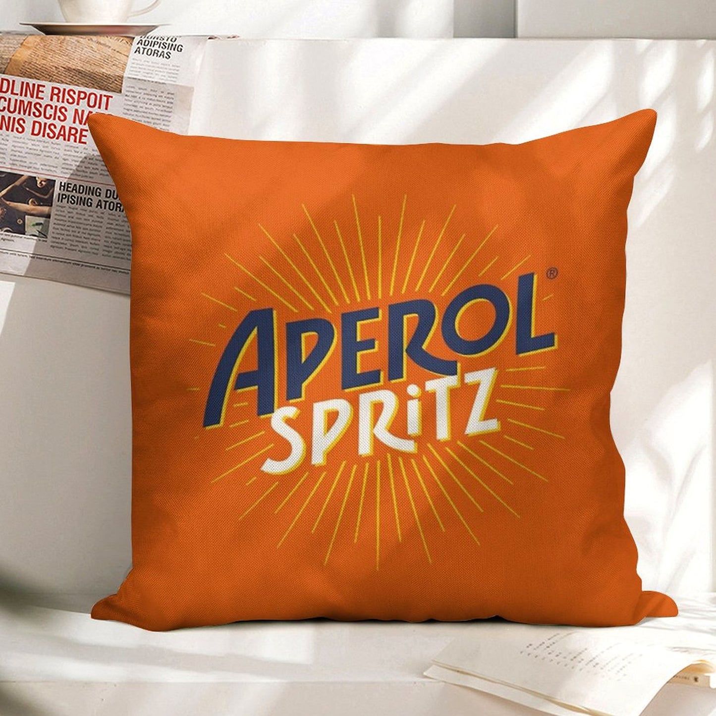 Aperol Spritz Orange Linen Throw Pillow Cover