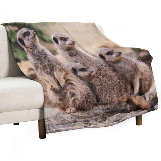 Meerkat Family Throw Blanket