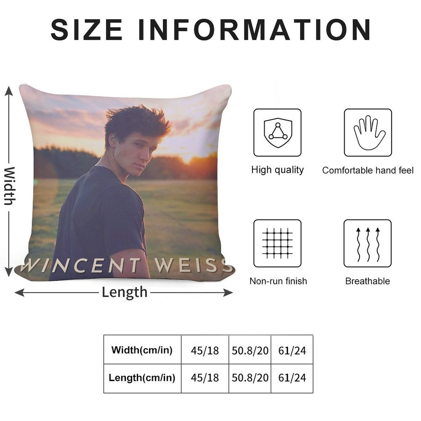 Wincent Weiss Vibes Soft Short Plush Fabric Throw Pillow