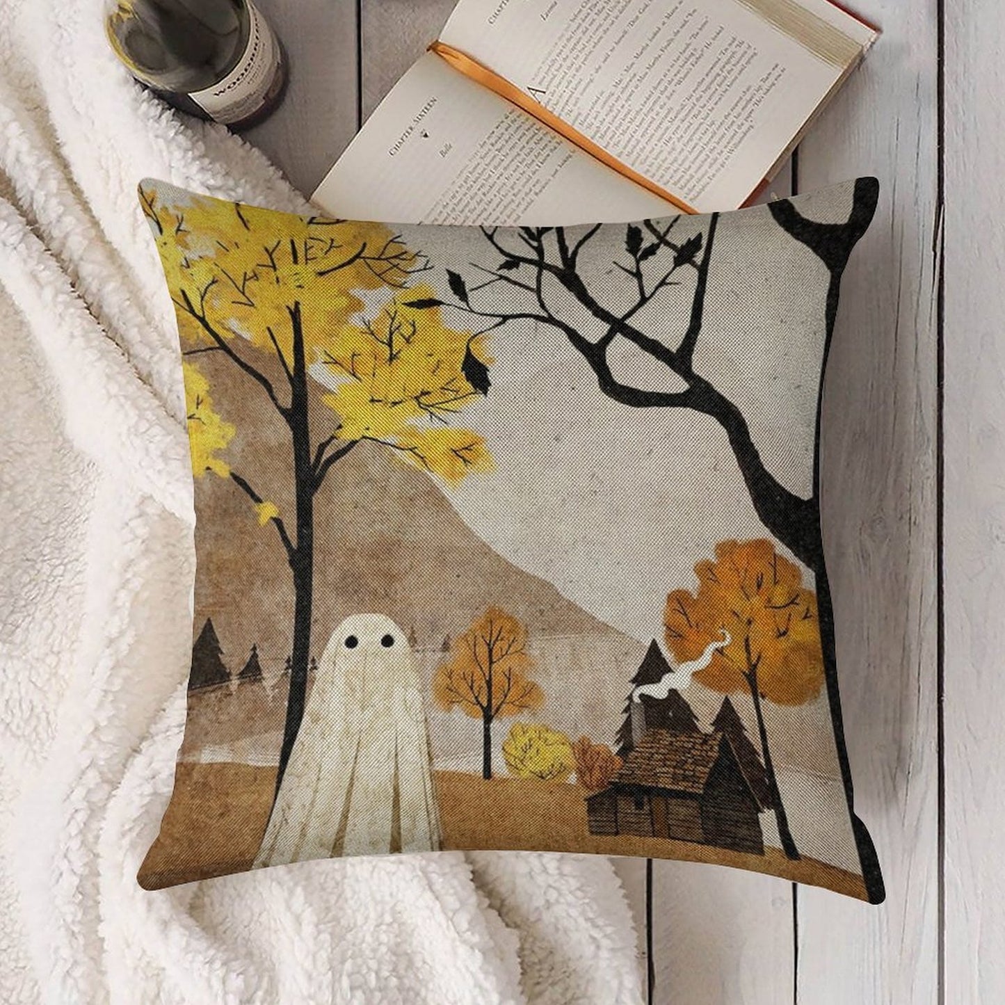 Walter in Autumn Linen Throw Pillow Cover