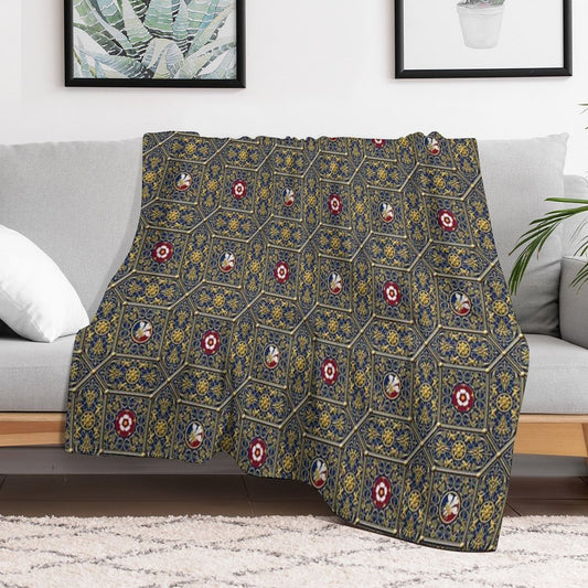 Hampton Court Renaissance Heraldic Tudor Rose Throw Blanket