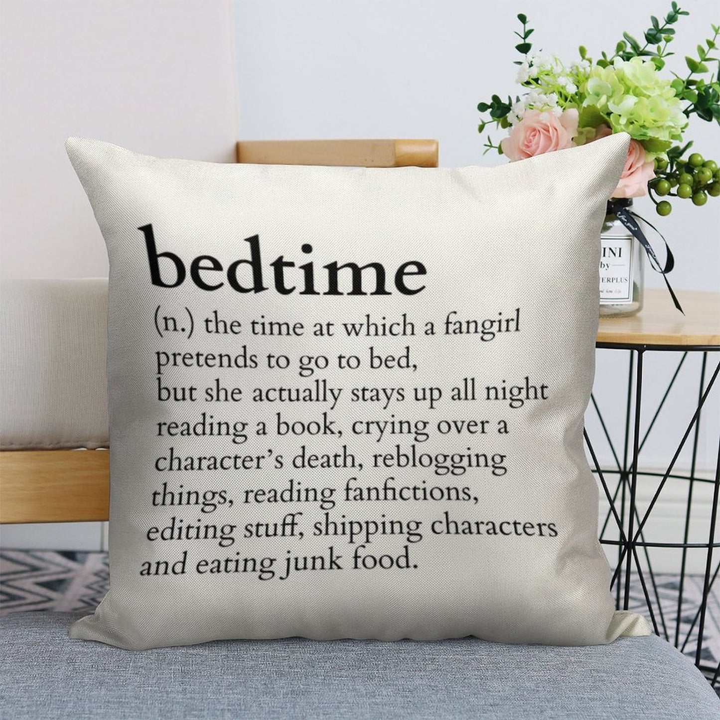Bedtime Meaning to A Fangirl #books Version Linen Throw Pillow Cover
