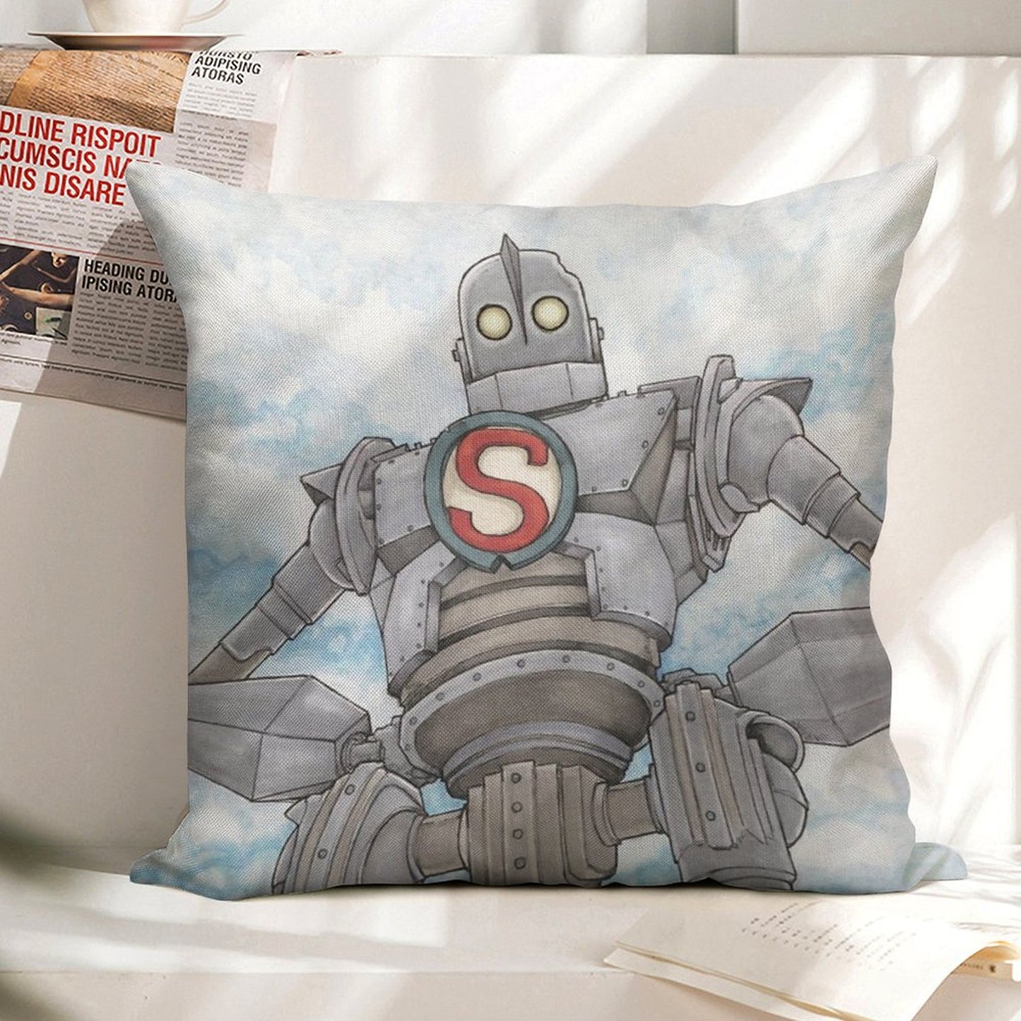 The Iron Giant Animated Movie Linen Throw Pillow Cover