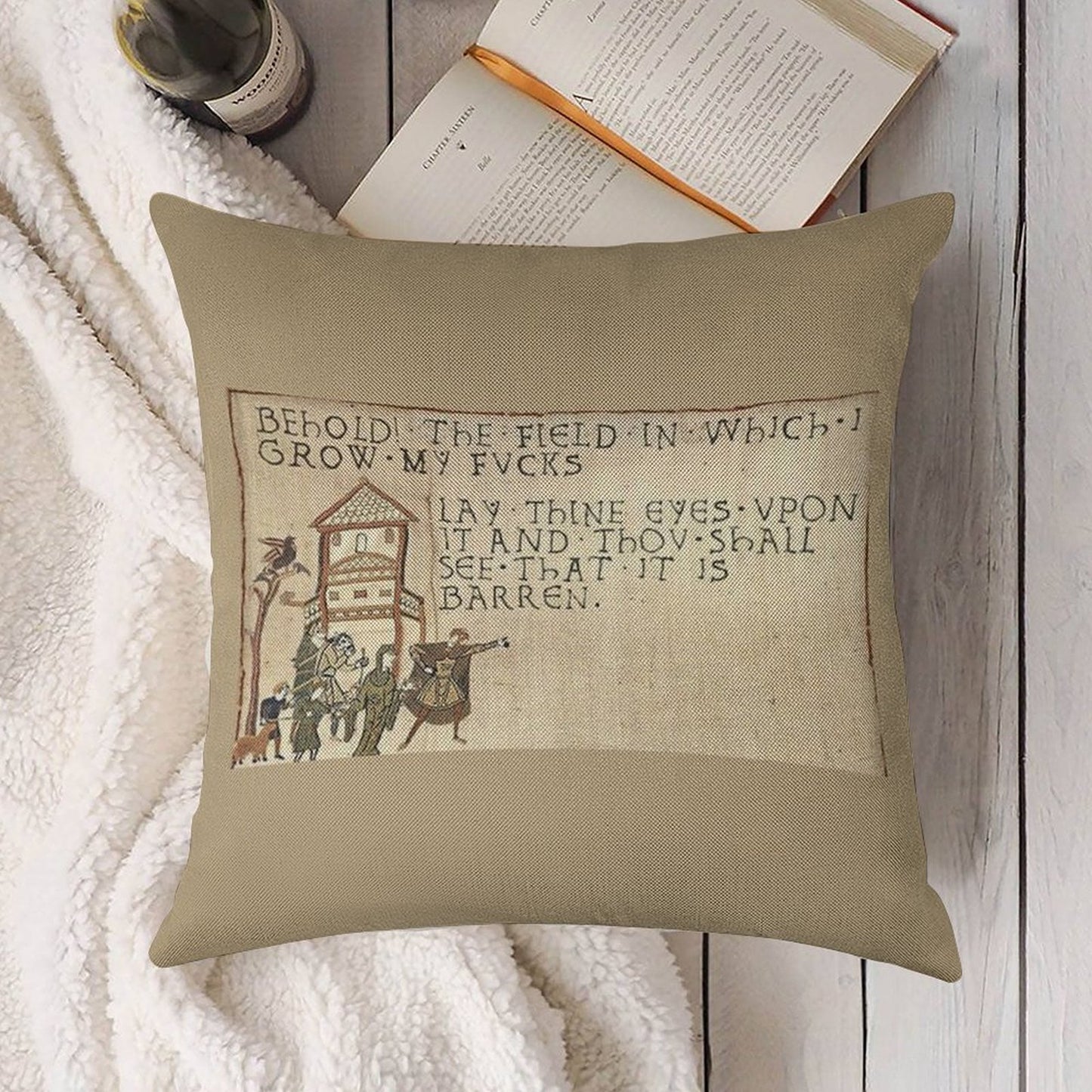 Behold The Field! Linen Throw Pillow Cover