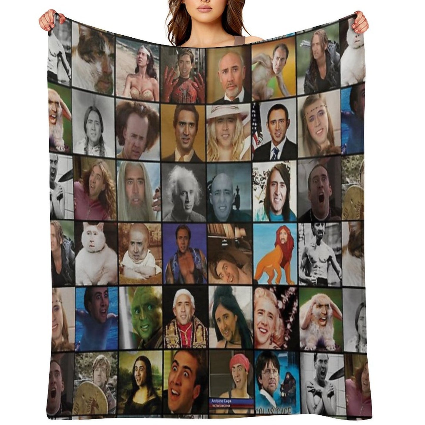 Nicholas Cage Pattern - Nicolas Cage - Nick Cage Nic Cage Throw Blanket