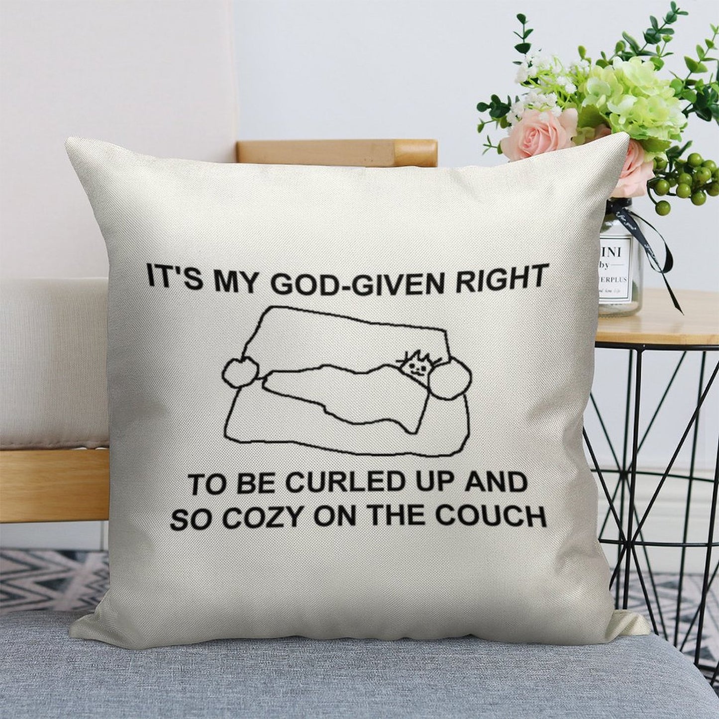 Cozy on The Couch Linen Throw Pillow Cover