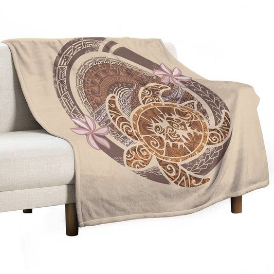 Vintage Circular Samoan Turtle Dive Throw Blanket
