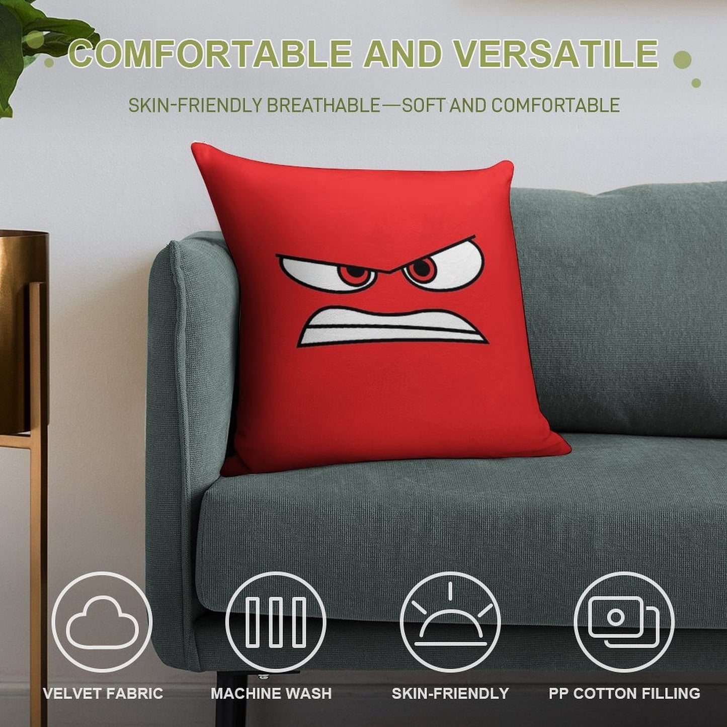 Anger (Inside Out) Version 2 Soft Bedroom Essential Throw Pillow