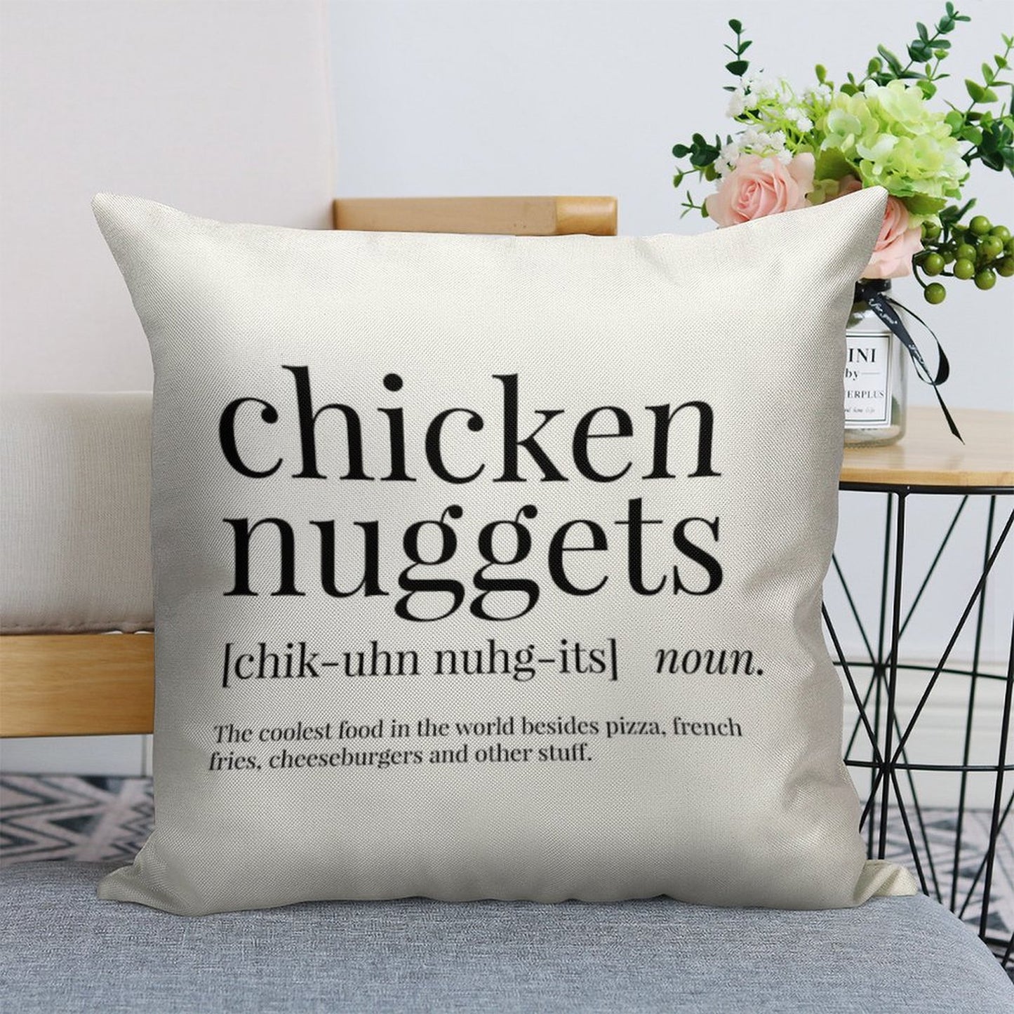 Chicken Nuggets Definition Linen Throw Pillow Cover
