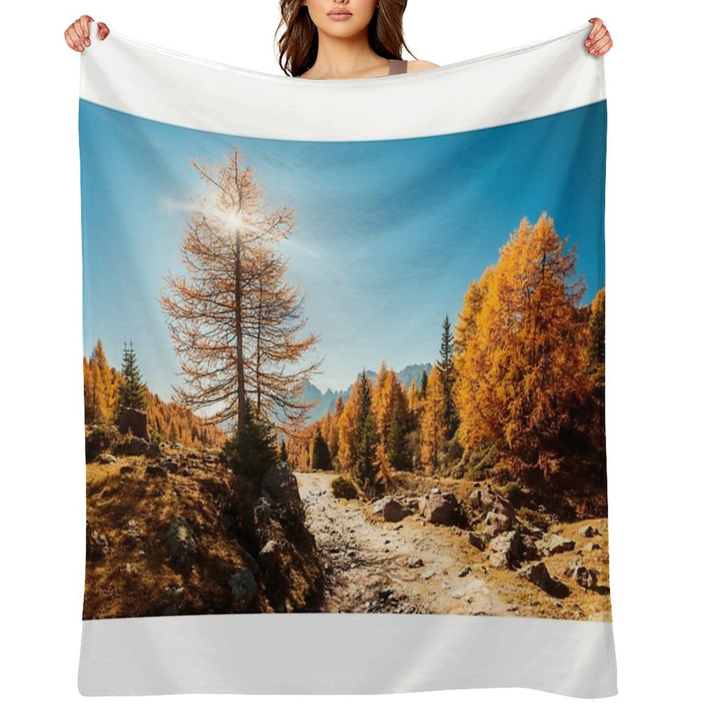 Autumn Trekking in The Alpine Pusteria Valley Throw Blanket