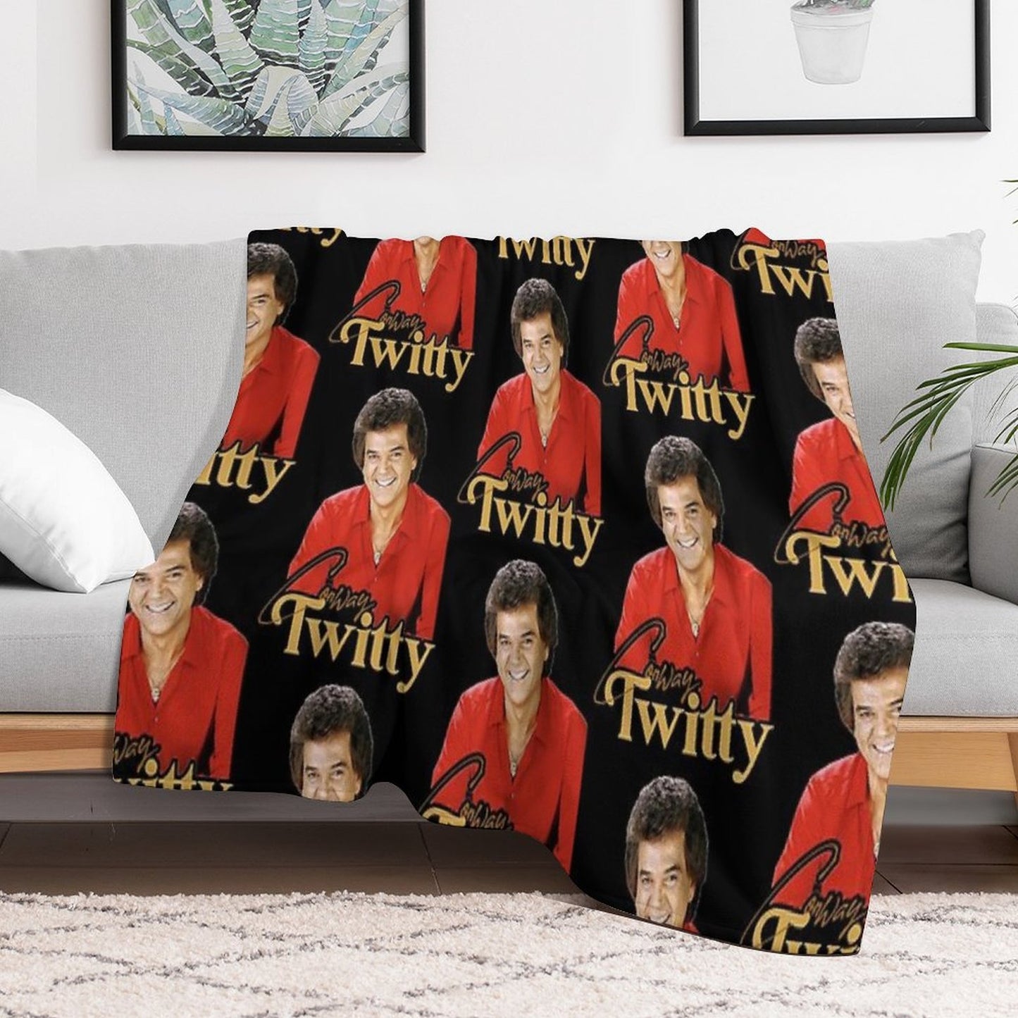 Conway Twitty ))(( Retro Country Legend Design Throw Blanket