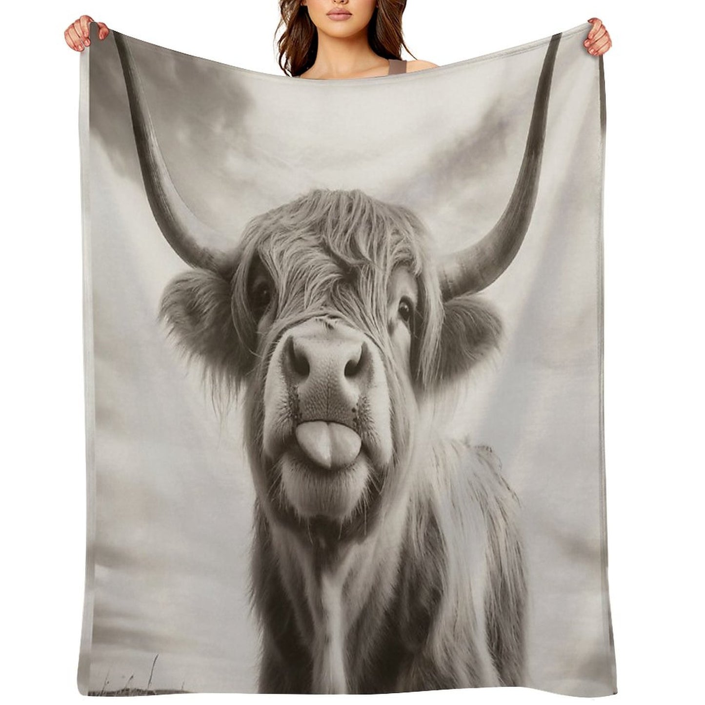 Cheeky Highland Cow Throw Blanket