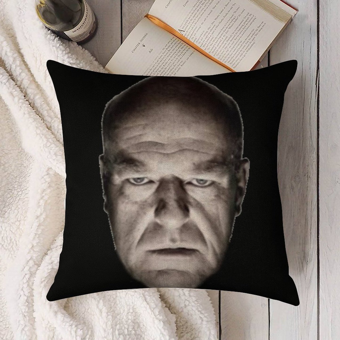 Hank Staring Meme Linen Throw Pillow Cover