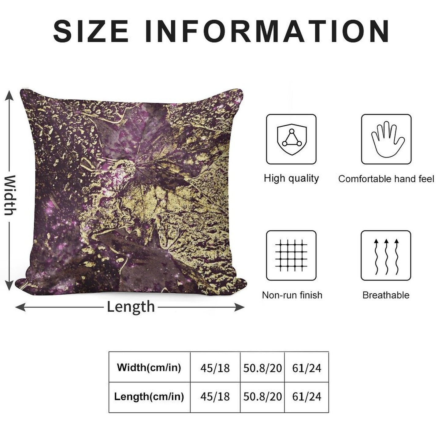 Two Purple Leaves in Melted Gold Soft Home Decor Throw Pillow