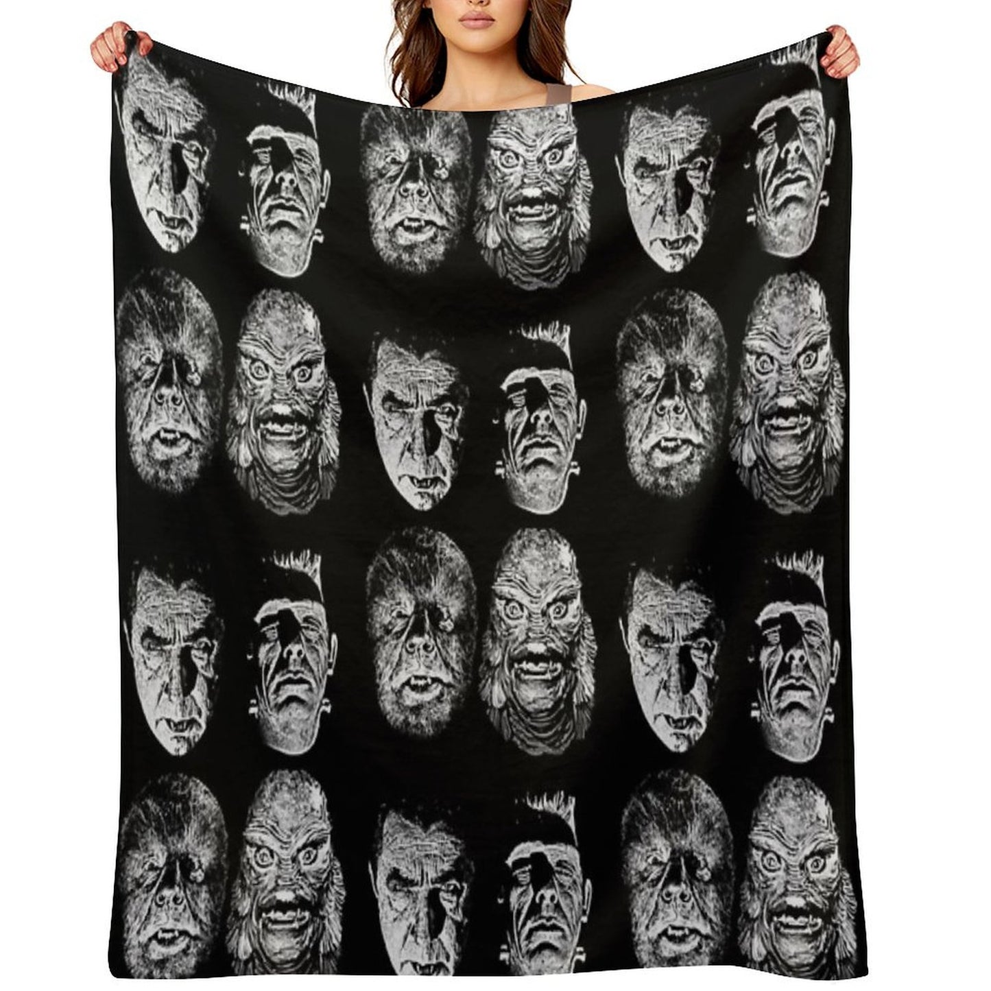 Universal Studios, Monsters, Monster Mash, Dracula, Wolfman, Frankenstein, Creature Throw Blanket