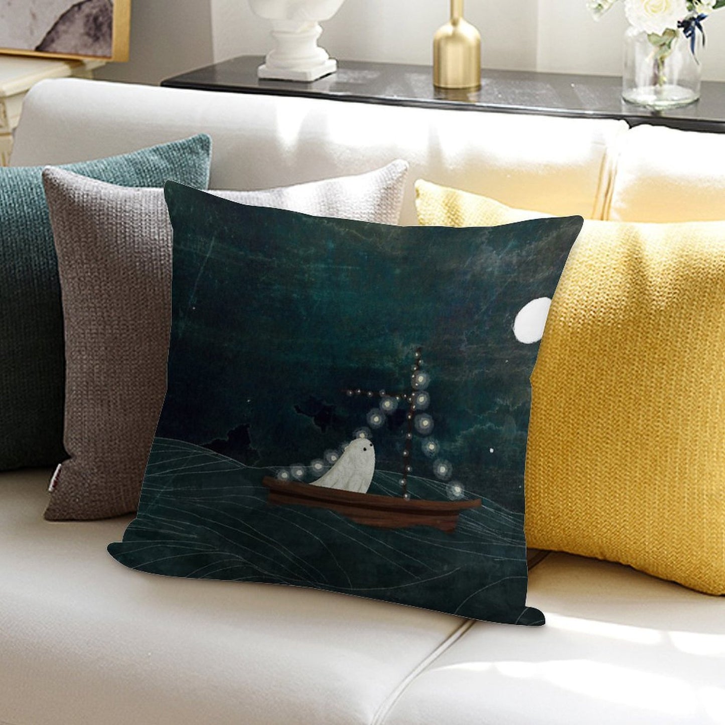 Ghost Boat Ride Soft Bedroom Essential Throw Pillow