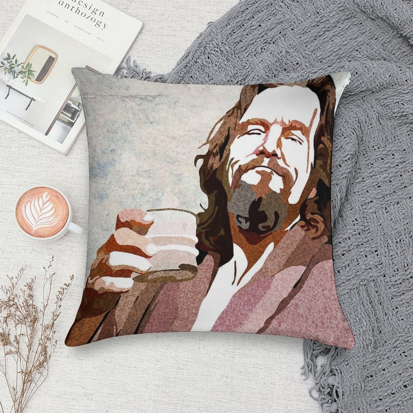 Big Lebowski DUDE Portrait Soft Anti-Pilling Throw Pillow