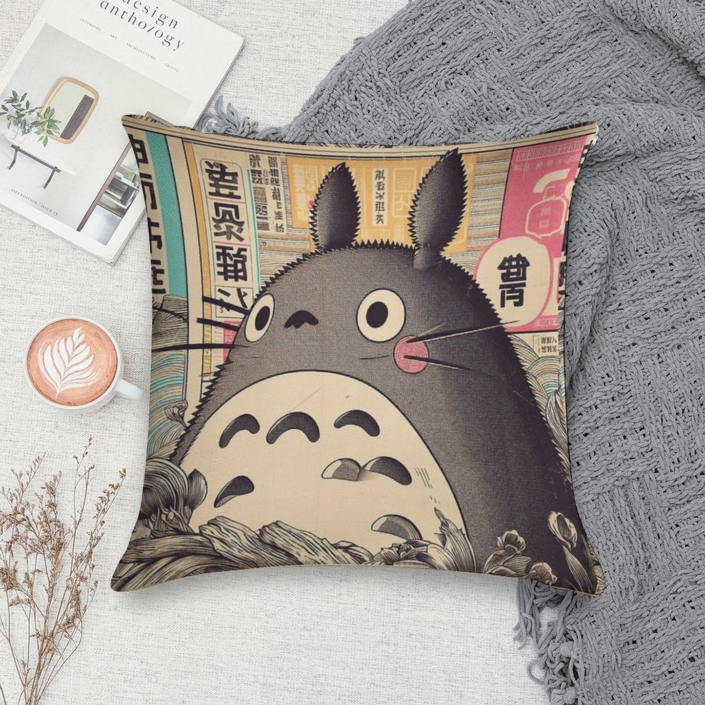 Vintage Japanese Poster Japanese Icon with Retro Charm Soft Skin-Friendly Throw Pillow