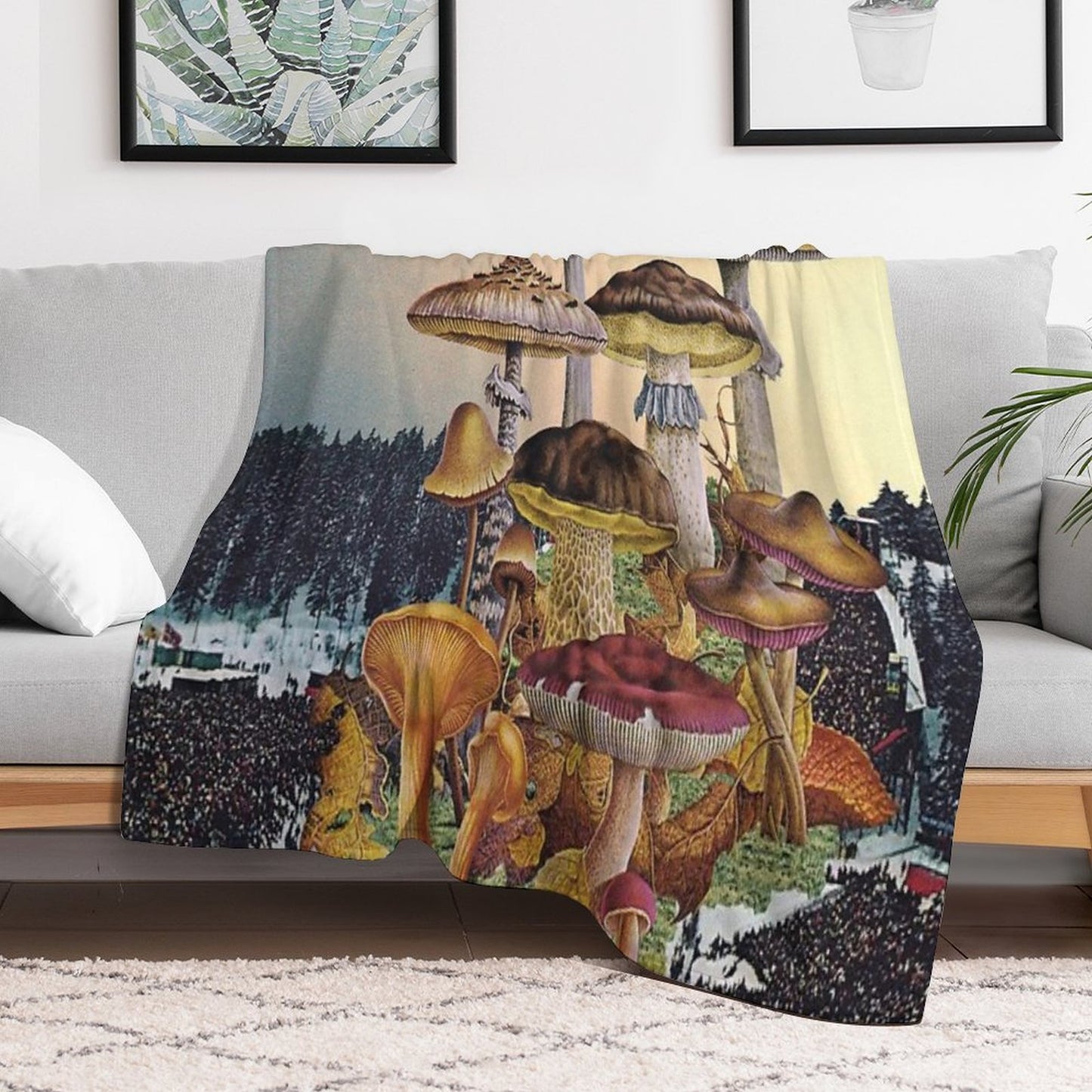Mushroom Festival Throw Blanket