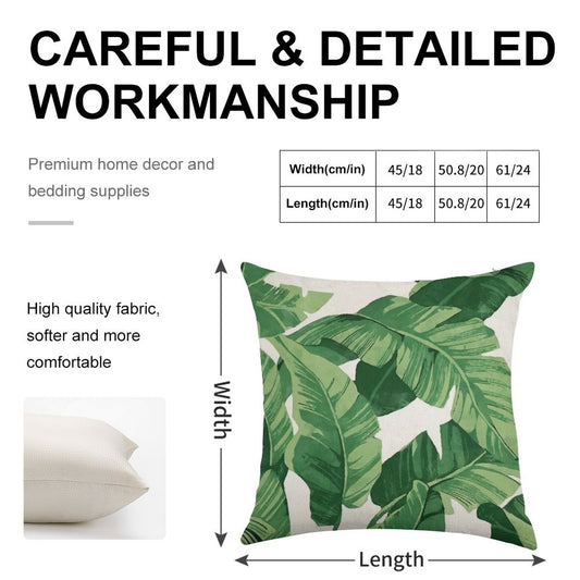 Tropical Banana Leaves II Linen Throw Pillow Cover