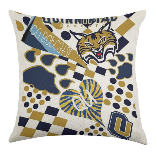Quinnipiac University Collage Linen Throw Pillow Cover