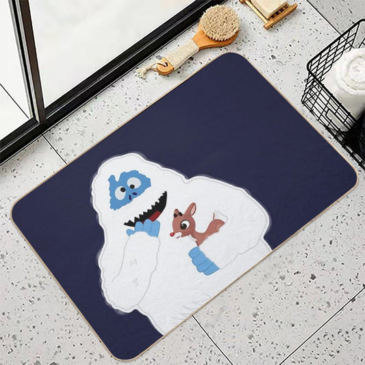 Classic Christmas Abominable Snowman with Rudolph © GraphicLoveShop Bath Mat