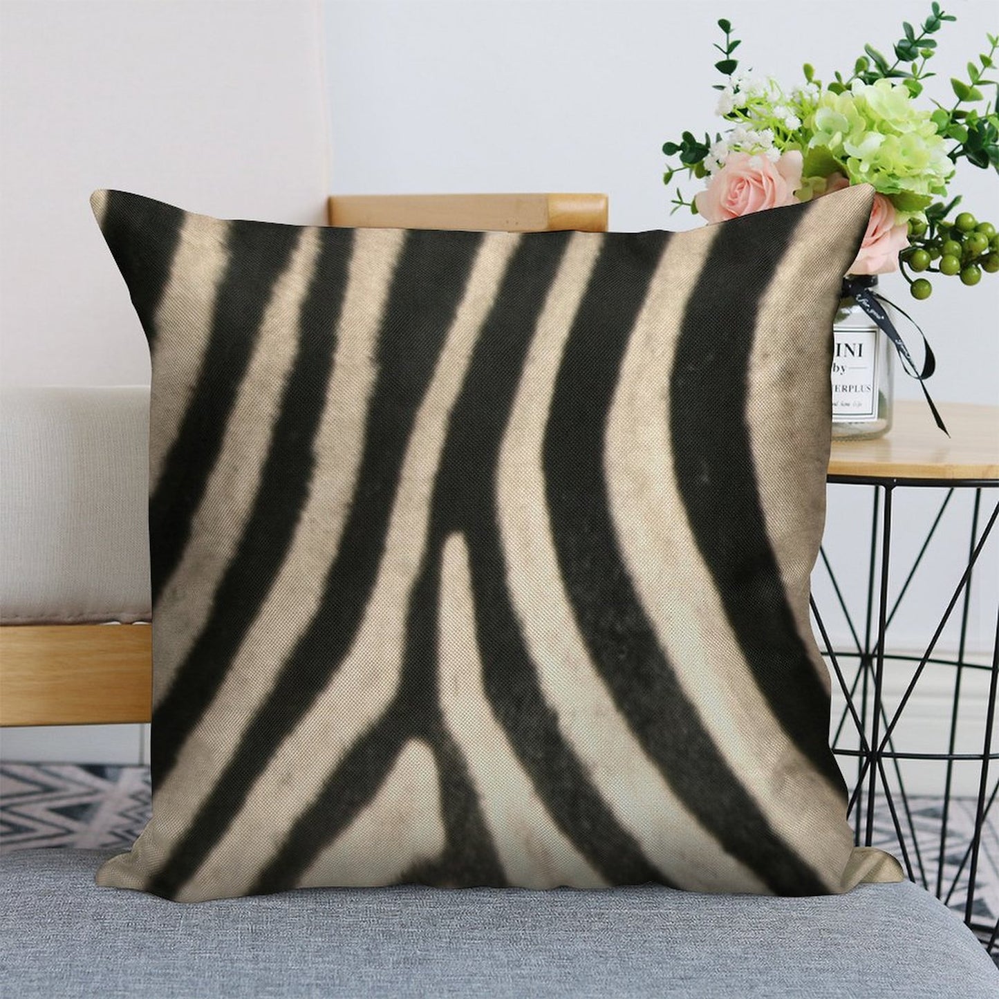 Zebra Print. Safari Animal Lovers Decor. Linen Throw Pillow Cover