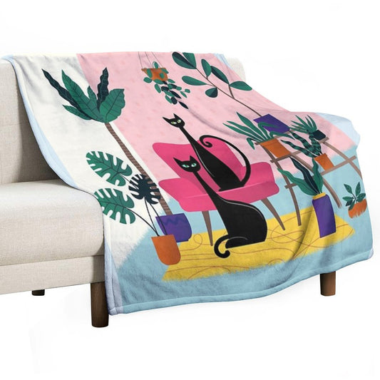 Sleek Black Cats Rule In This Urban Jungle Throw Blanket