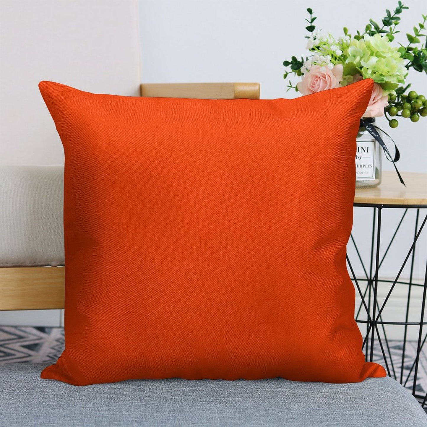 Bright Fluorescent Attack Orange Neon Linen Throw Pillow Cover