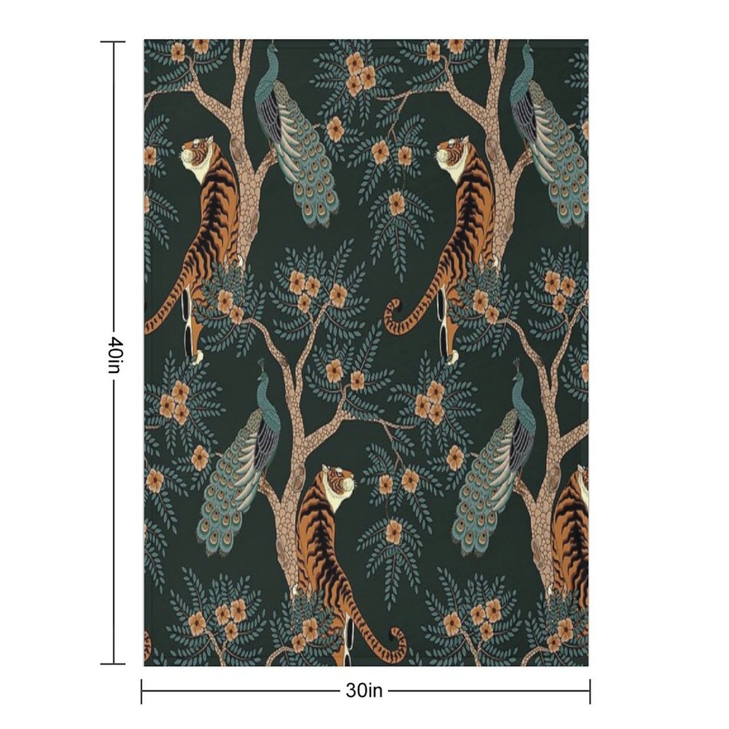 Vintage Tiger And Peacock in The Jungle Throw Blanket