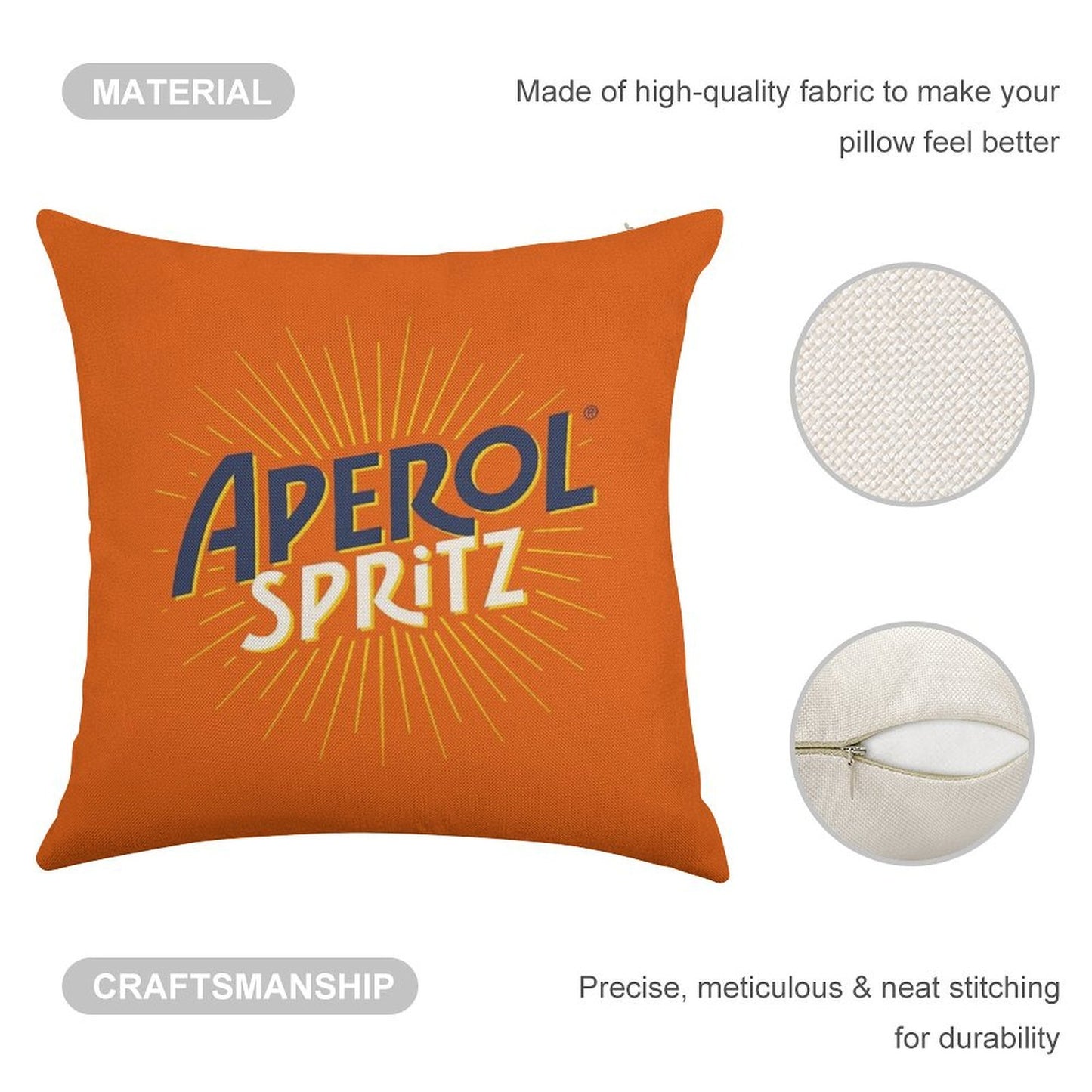 Aperol Spritz Orange Linen Throw Pillow Cover