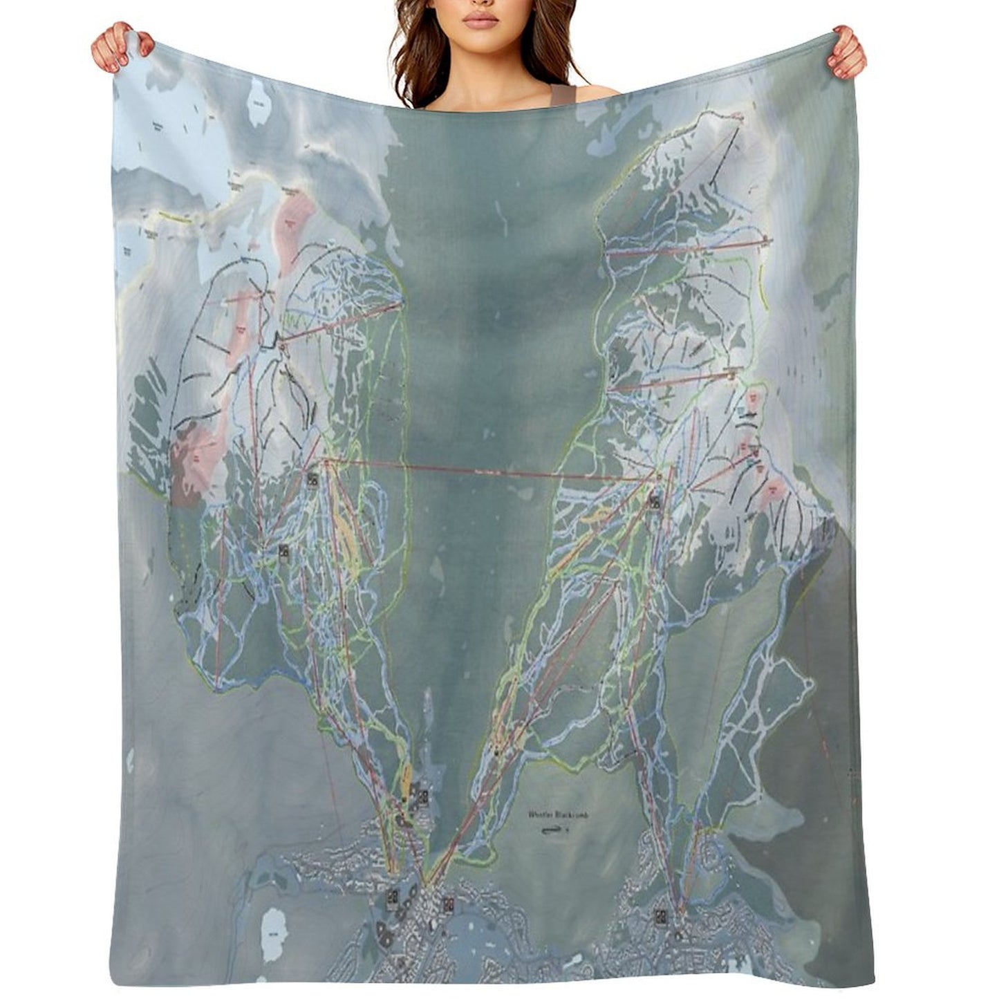 Whistler Blackcomb Resort Trail Map Throw Blanket